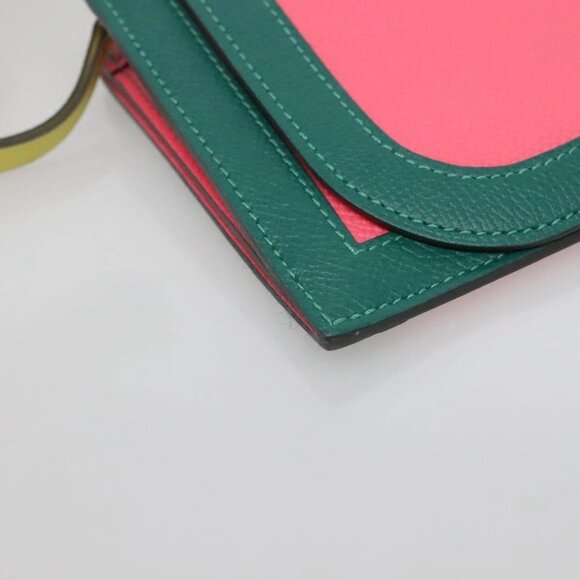 HERMES Camille Long Wallet Leather Pink Silver Auth 142388M - Picture 4 of 16